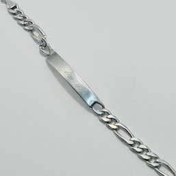 Italy, Sterling Silver Figaro Chain With ID Tag Honey 16.08 G