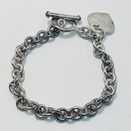 Sterling Silver Cable Chain Bracelet, Heavy Chain, Toggle Clasp, 30 G