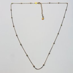 AV Sterling Silver Gold Colored Cable Necklace With Gold Colored Beads Adjustable 4.15 G