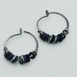 Sterling Silver, Hoops, Clay Bead, Detail 1.25 G