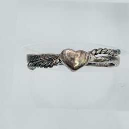 Sterling, Silver Band Heart And Braid Detail Size 4, 1.14 G