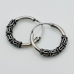 Sterling Silver Endless Hoops, Silver Design Detail 2.01 G