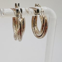 MILOR, Italy, Sterling Silver Twisted Hoop Earrings 4.19 G