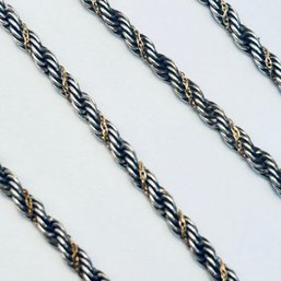 Sterling Silver Rope Chain With Gold And Silver Coloring 13.8 G