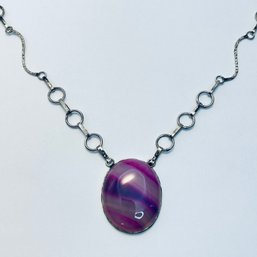 Sterling Silver Chain With Gorgeous Pink Quartz Pendant 36.22 G