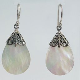 ATI Sterling, Silver Mother Pearl Earrings Numbered 10 3.3 G