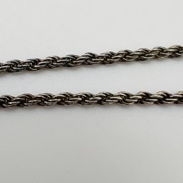 S, Italy, Sterling Silver Rope Chain Necklace, 5.17 G