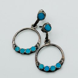 Sterling Over Turquoise Dangle Earring Pushbacks 1.98 G