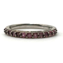 Sterling Silver And Pink Rhinestone Ring Size 7.5 1.5g