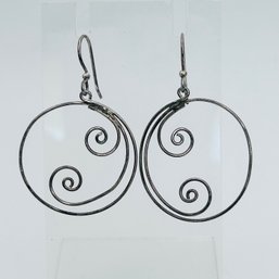 Sterling Silver Hooks Swirly Hoops 2.55 G