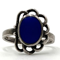 Sterling And Blue Accented Center Ring Size 8 4g