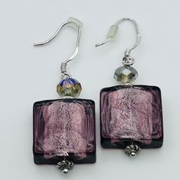 Sterling Silver Purple Stone Dangle Earring 7.71 G