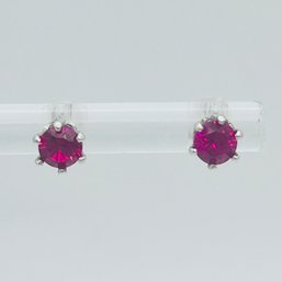 Pink Spinel Sterling Silver Studs .49 G