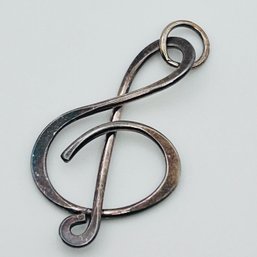 Sterling Silver Music Note Pendant 1.59 G