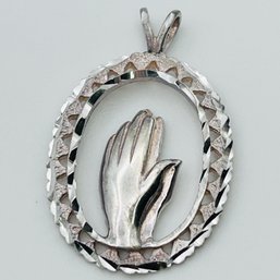 Sterling Silver Praying Hands Pendant 2.08 G