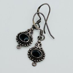 BOMA ONYX Sterling Silver Drop Earrings Hook Back 2.2 G