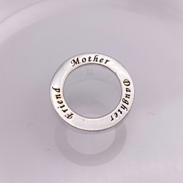 Friend, Mother, Daughter Engraved Sterling Circle Pendant 1.9g