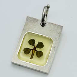 Korea Sterling Silver Resin Set Clover Pendant 4.94 G