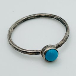 Sterling Silver Turquoise Simple Band Size 6, .98 G