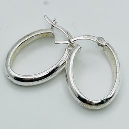 Sterling Silver Oval Hoops, Hinge Back 1.91 G