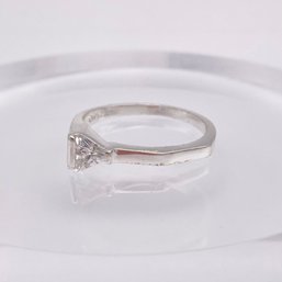 Unique Triangle Clear Stone Sterling Ring Sz 9.5 3g