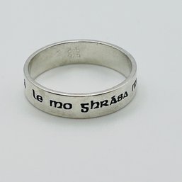 Sterling Silver Band Irish Wedding Blessing 2.6 G, As 8 Engraved