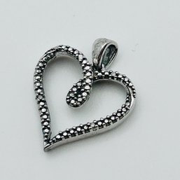 MARCASITE Sterling, Silver Heart Pendant 1.71 G