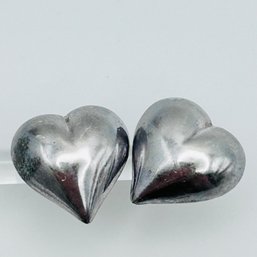 Sterling Silver Heart Pushback Earrings 2.74 G