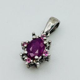 Pink TOPAZ Sterling, Silver Reversible Pendant 1.75 G