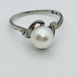 Pearl Sterling Silver Ring Size 6, 2.07 G