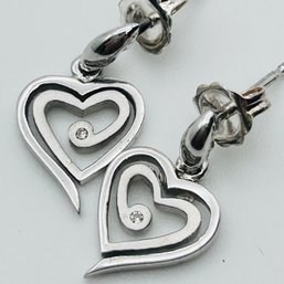 DIAMOND Center, Sterling Silver Drop Heart Earrings 2 G