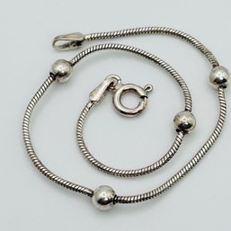 FAS Italy Sterling Silver Round Snake Bracelet Bead Detail 2.39 G