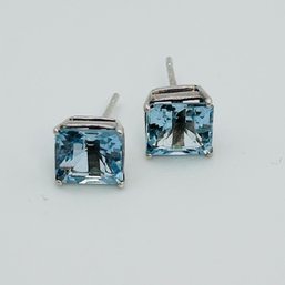 AQUA Sterling Silver Square Studs 1.23 G