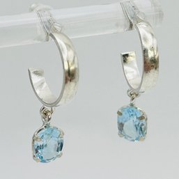 TOPAZ Sterling, Silver Hoops Pushback 1.9 G