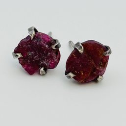 RUBY Sterling Silver Studs 2.78 G Tested