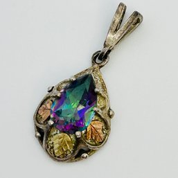 TOPAZ Gold Over Sterling Teardrop Pendant, Gold Leaf Detail 2.05 G