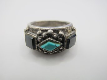 Sterling Ring With Colored Stones 7.44g  Size 8