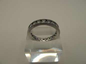 Sterling Band With Cubic Zirconia  3.49g  Size 7