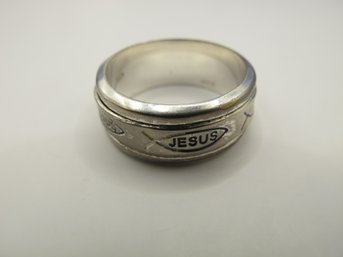 MEXICO Wide Sterling Band With Religious Inscription 7.96g  Size 9.5