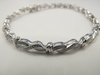Sterling Bracelet With Clear Rhinestones 8.84g