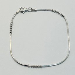 Italy, Sterling Silver Bracelet, Round Snake And Bead Detail 2.41 G