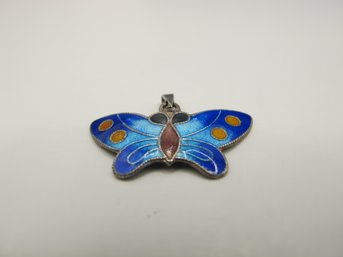 Brightly Colored Sterling Butterfly Pendant 1.16g