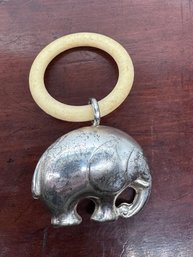 Sterling Silver Elephant Baby Rattle - 19.70 Grams