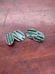 Sterling & Malachite Cuff Links - 6.64 Grams