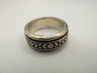 MEXICO Sterling Band With Geometric Design 8.80g Size 7.5