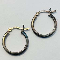 SU Sterling Silver Hinge Back Hoops 1.94 G