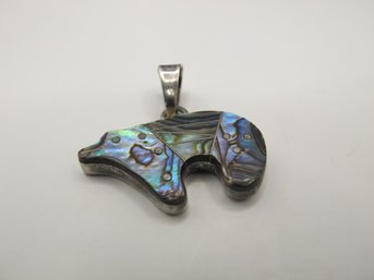 Sterling Polar Bear With Iridescent Stones 3.75g