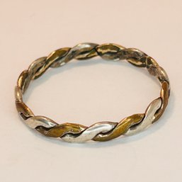 Sterling Silver, Braided, Silver And Gold Colored Band Size 8, 1.11 G