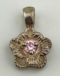 S FIORI Sterling Flower Pendant With Pink Center Stone 1.21g