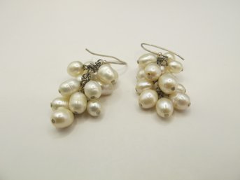 Sterling Dangle Earrings With Pearls 10.89g